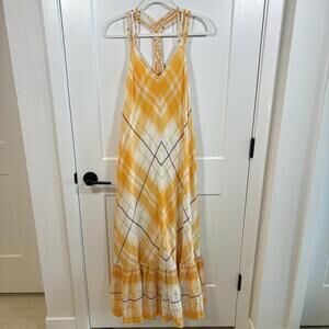 HOLDING HORSES Anthropologie Clementine Maxi Plaid Gauze Dress Sz M